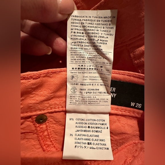 Sisley Super Skinny Flower Textured Jeans Coral Size 26 - Picture 8 of 9